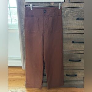 Anthropologie Maeve Wide-Leg Pants in Chestnut Brown
